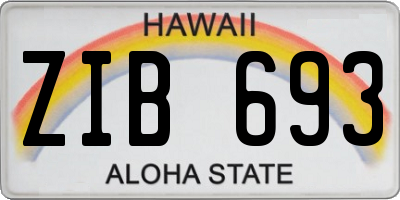 HI license plate ZIB693