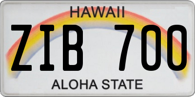HI license plate ZIB700