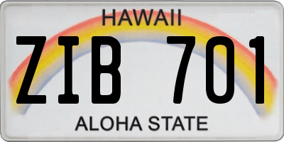 HI license plate ZIB701
