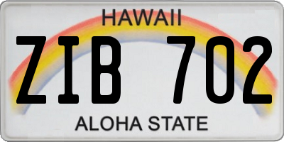 HI license plate ZIB702