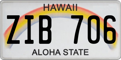 HI license plate ZIB706