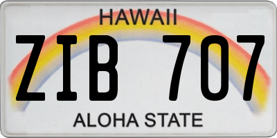 HI license plate ZIB707