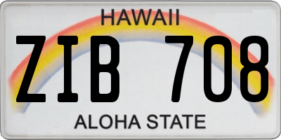 HI license plate ZIB708