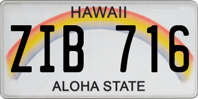 HI license plate ZIB716