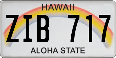 HI license plate ZIB717