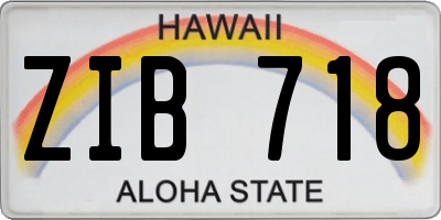 HI license plate ZIB718