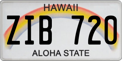 HI license plate ZIB720