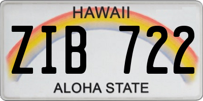 HI license plate ZIB722