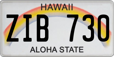 HI license plate ZIB730