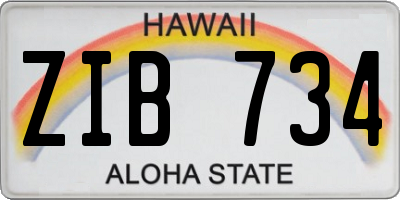 HI license plate ZIB734