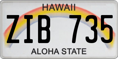 HI license plate ZIB735