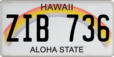 HI license plate ZIB736