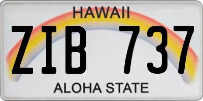 HI license plate ZIB737