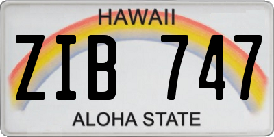 HI license plate ZIB747