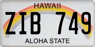 HI license plate ZIB749