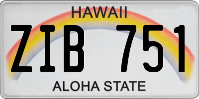 HI license plate ZIB751