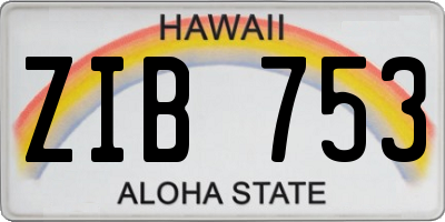 HI license plate ZIB753