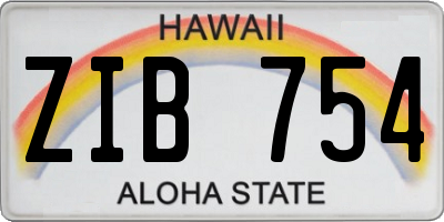 HI license plate ZIB754