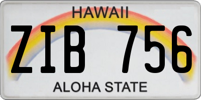 HI license plate ZIB756