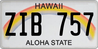 HI license plate ZIB757
