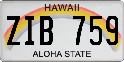 HI license plate ZIB759