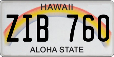 HI license plate ZIB760