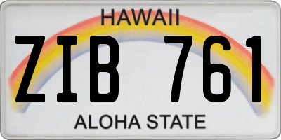 HI license plate ZIB761