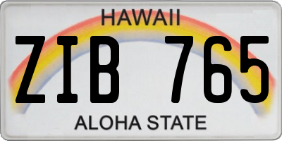 HI license plate ZIB765