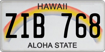HI license plate ZIB768