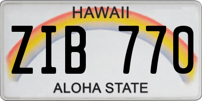 HI license plate ZIB770