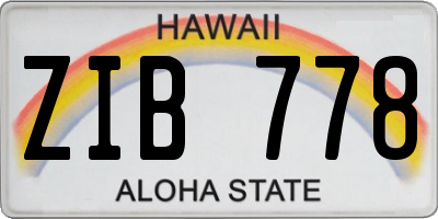 HI license plate ZIB778