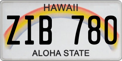 HI license plate ZIB780