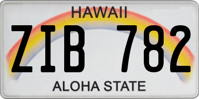 HI license plate ZIB782