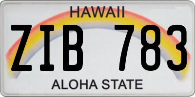 HI license plate ZIB783