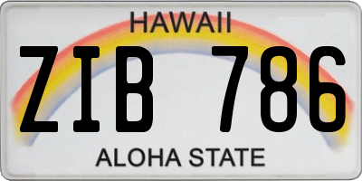 HI license plate ZIB786