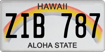 HI license plate ZIB787