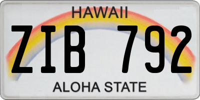 HI license plate ZIB792