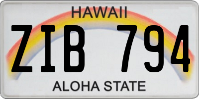 HI license plate ZIB794