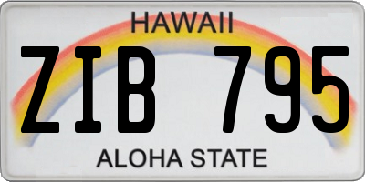 HI license plate ZIB795