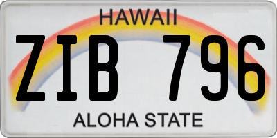 HI license plate ZIB796