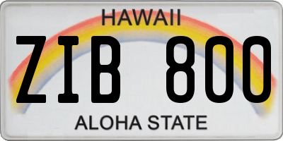 HI license plate ZIB800
