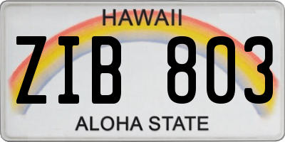 HI license plate ZIB803