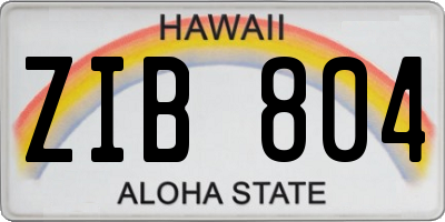 HI license plate ZIB804