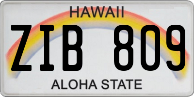 HI license plate ZIB809