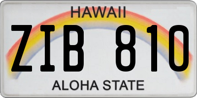 HI license plate ZIB810