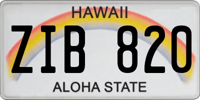 HI license plate ZIB820