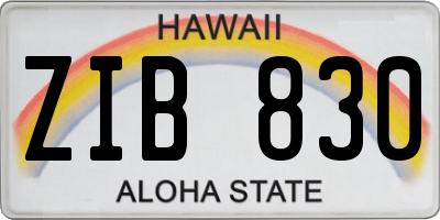 HI license plate ZIB830