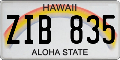 HI license plate ZIB835