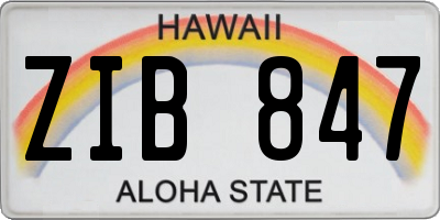 HI license plate ZIB847