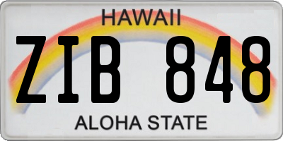 HI license plate ZIB848